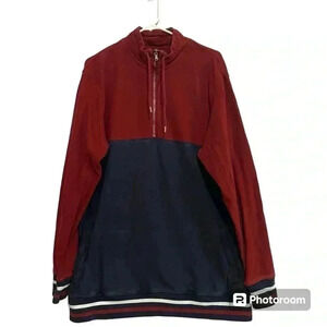 American Eagle quarter zip red and navy block sweatshirt. Men’s size XLT.